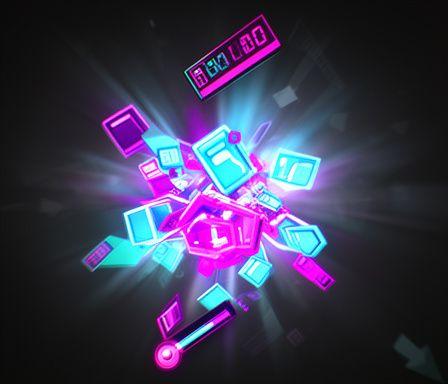 A compact arcade mobile game with bold shapes, score counters, and playful neon-inspired lighting