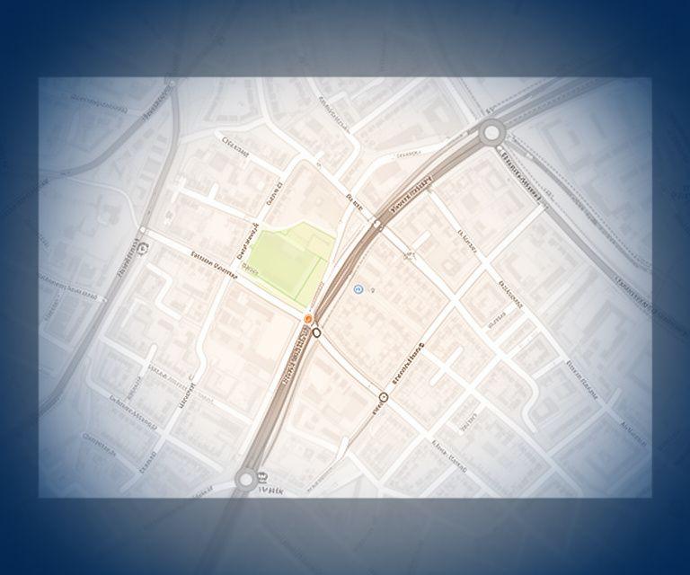 Stylised studio location map image showing Sandwell streets and the 10 Rounds Green Road area with clear route markers